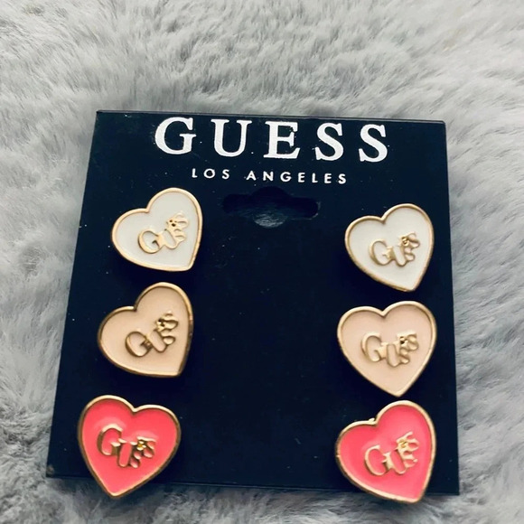 🆕 Guess Multi Colored Heart Stud Earring Set - Picture 2 of 4